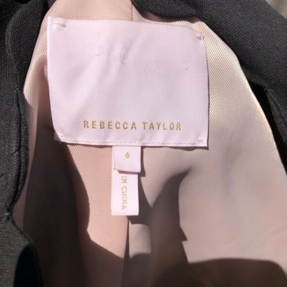 Rebecca Taylor Scalloped Blazer 6 Jacket Suit Black Long Sleeve Top Peplum Small - Picture 12 of 12